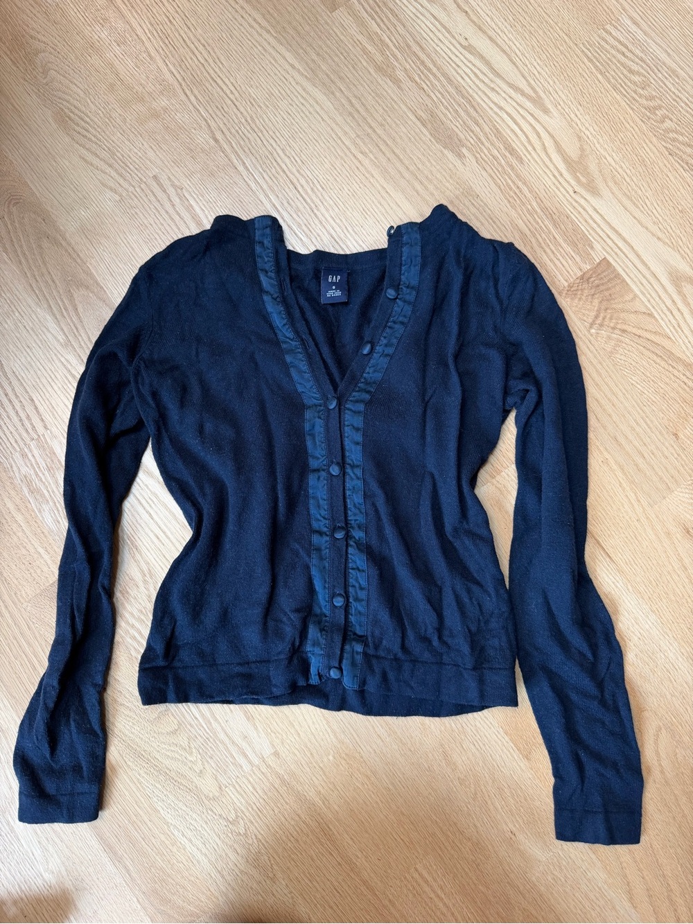 GAP Black Button-Up Knit Cardigan